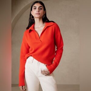 Coral/Red V-Neck Longsleeve Sweater NWT - Small Great- Stretch- Fall trend!